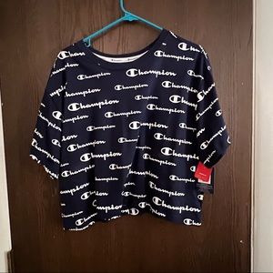 Navy Blue Champion Crop Top